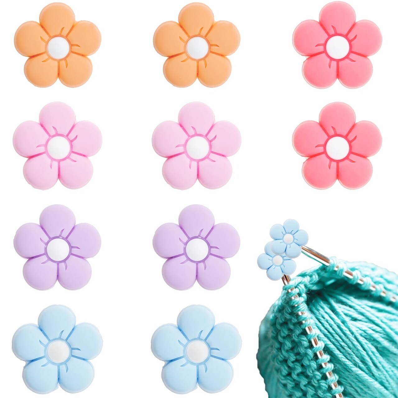 10 Pack Cute Flower Needle Point Protectors Silicone Needle Point Protectors Knitting Accessories and Supplies Knitting Needle Stoppers Knitting Needles Point Protectors Knitting Tools